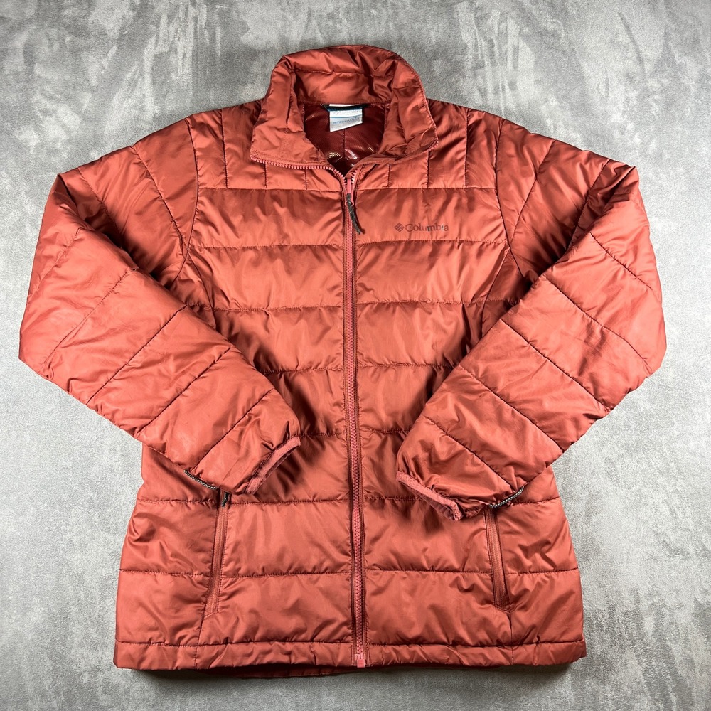Columbia Omni-Heat Puffer Jacket Womens Small Rust Orange Interchange XL0674